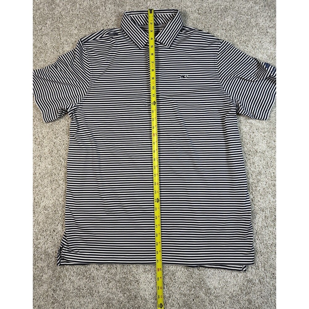 Vineyard Vines Performance Golf Polo L Blue White Stripe Whale Logo Men's - Picture 4 of 8